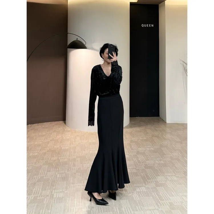 美丽私服显瘦女人味抗起球面料鱼尾裙160斤以内（24922）