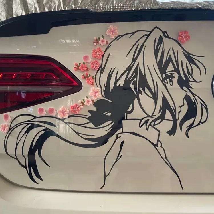 薇尔莉特3d立体樱花车贴少女桃花车尾车贴装饰2025新款稀奇古怪