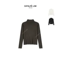 CatalpaLew「岌」墟生美学套头设计款拼接堆堆领针织衫上衣#C53188