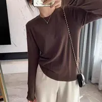自留款秋冬刚需打底弹力纯色百搭显瘦长袖圆领T恤女大码紧身内搭