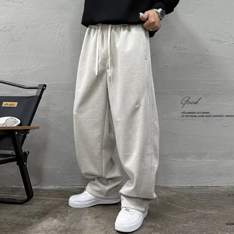 春秋冬运动裤男生棉卫裤大码阔腿宽松直筒休闲长裤子加绒厚工装肥