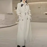 2025年长款风衣女新款英伦风系带长袖春季时尚气质大衣潮2470008