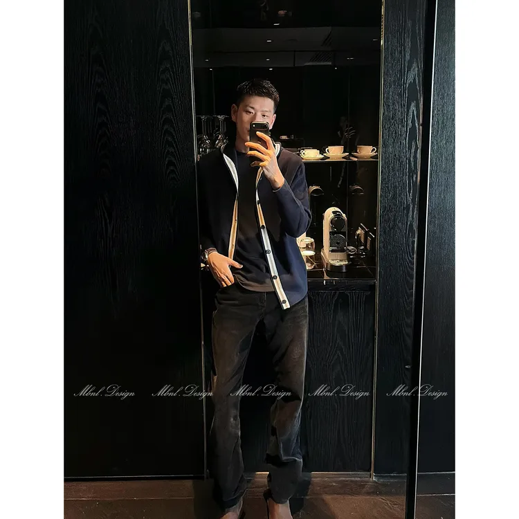 MBNL-F「B.C-撞色条纹」秦磊男装绵羊毛定纺静奢针织开衫LL-WSY1313