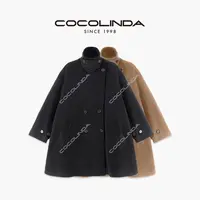 COCOLINDA  |  (长款)绵羊毛山羊绒英伦风双排扣防风领大衣C3054