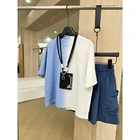 【个人系列-工艺】“蓝天白云”一抹蓝手工渐变吊染极简T恤MMY92029