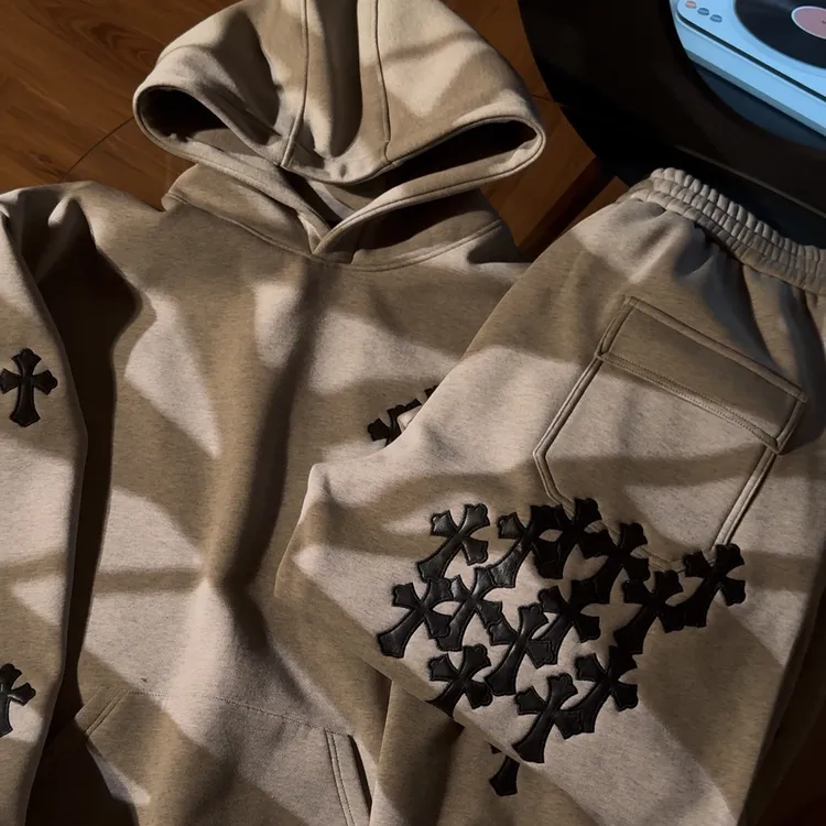 马丁叔叔  25AW秋冬套头卫衣贴布长裤加绒套装 742