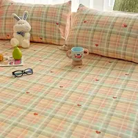 精纺高支斜纹面料标准枕套一对48*74柔软亲肤透气【甜心格】