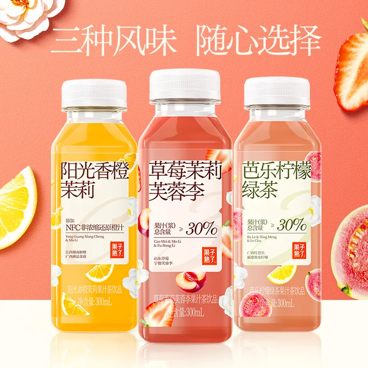 果子熟了草莓茉莉芭乐柠檬30%果汁300ml*6[25年9.1-9.2到期]