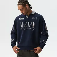 MEDM 25新款字母字体排版翻领卫衣秋季潮牌宽松休闲情侣套头外套