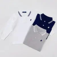 春秋新款纯色中大童POLO衫男女童百搭舒适简约翻领休闲时尚长袖