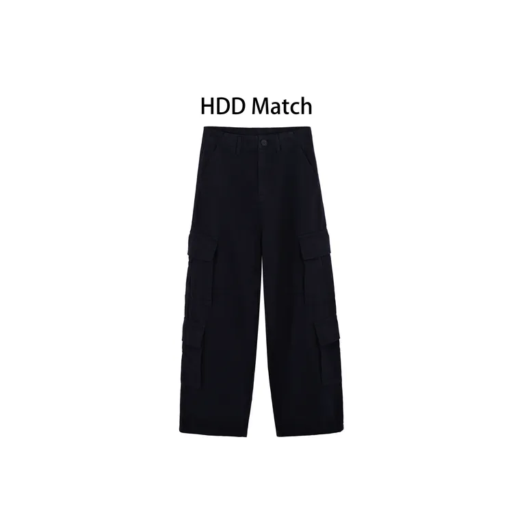 HDD- "秋日信语"  棉 秋季宽松直筒阔腿工装休闲裤 Y8455