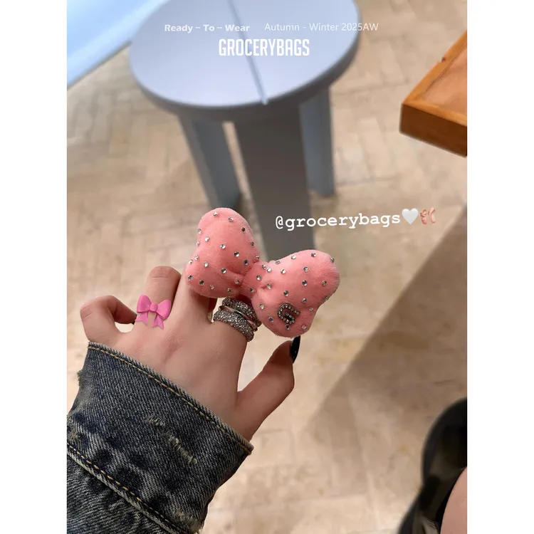 非金属亚克力戒指 【小横杠专属】GROCERYBAGS 蝴蝶结戒指食指戒环球影城迪士尼