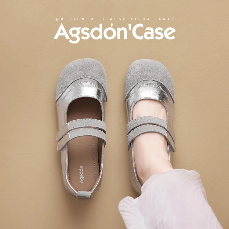 Y奥古狮登丑萌玛丽珍女鞋2024新款夏季软底魔术贴一脚蹬浅口单鞋Y