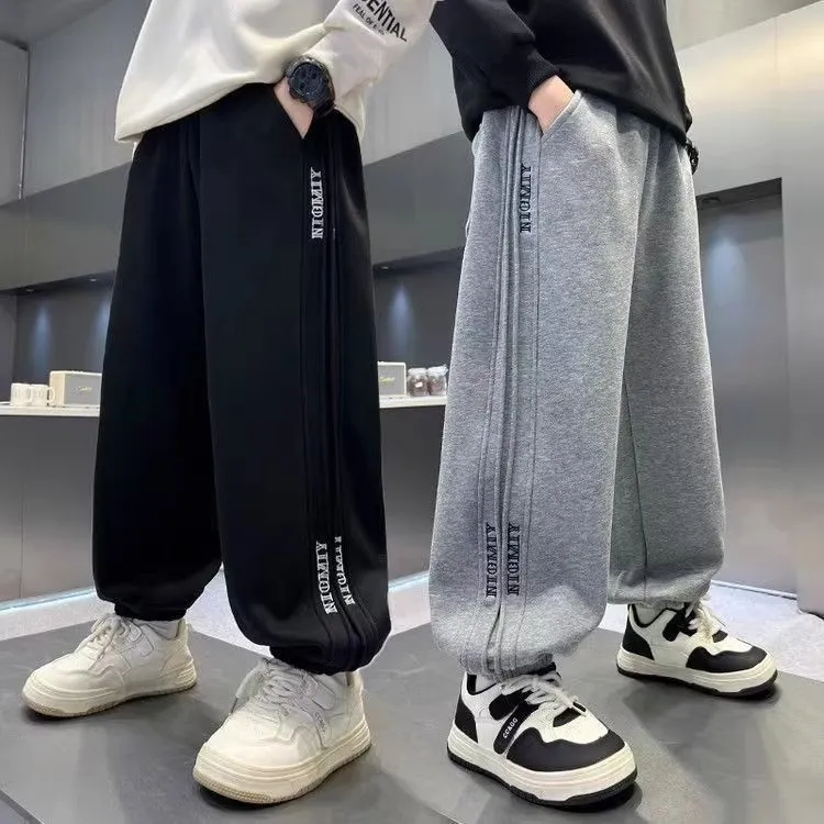 男童休闲裤春秋款2025新款中大儿童时尚洋气百搭运动女童春秋卫裤