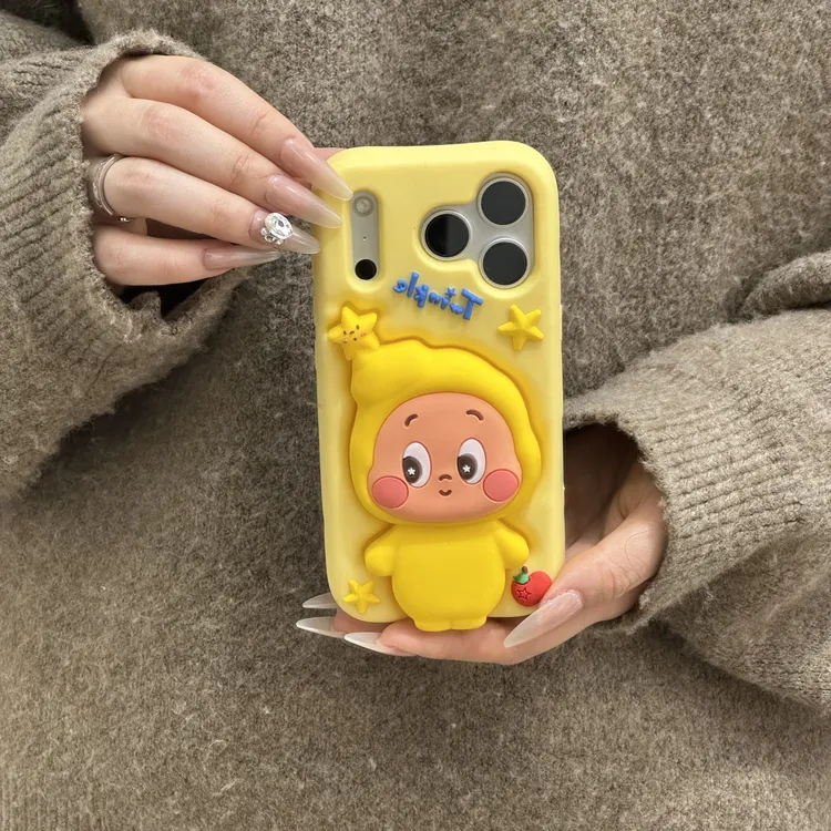 欧克里里可爱公仔支架适用苹果16/17promax手机壳15/14立体硅胶13