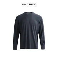 YIHAO STUDIO秋冬男款高级亲肤垂感长袖T恤休闲百搭圆领弹力内搭
