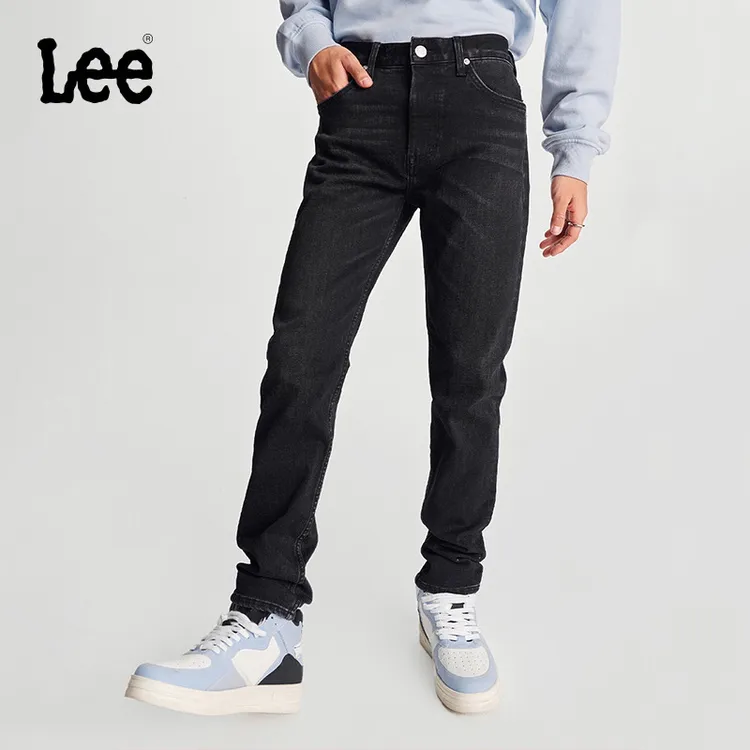 【黑灰-磨毛微锥直筒裤】Lee新品时尚潮流中腰锥形加厚保暖舒适百搭