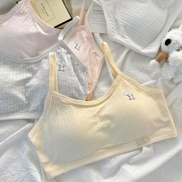 纯棉内衣女发育期显小胸吊带小背心学生抹胸固定杯少女文胸高中生