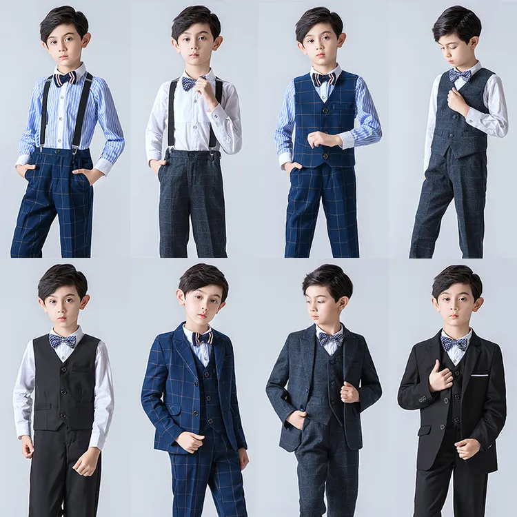 儿童西服套装男童礼服花童小西装主持人西装国庆中大童钢琴演出服
