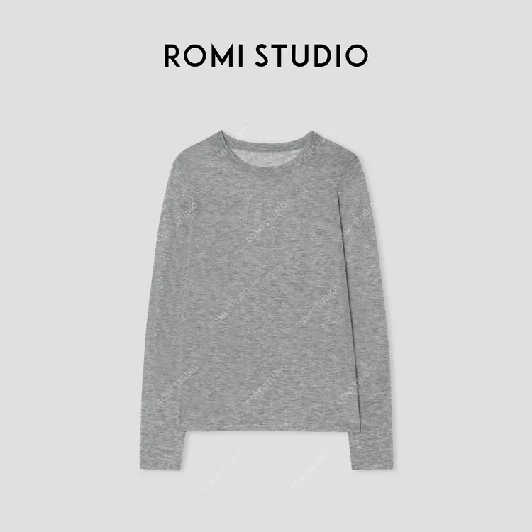 ROMI STUDIO“基础随性” 超细支 水溶羊毛圆领打底T恤421T7093
