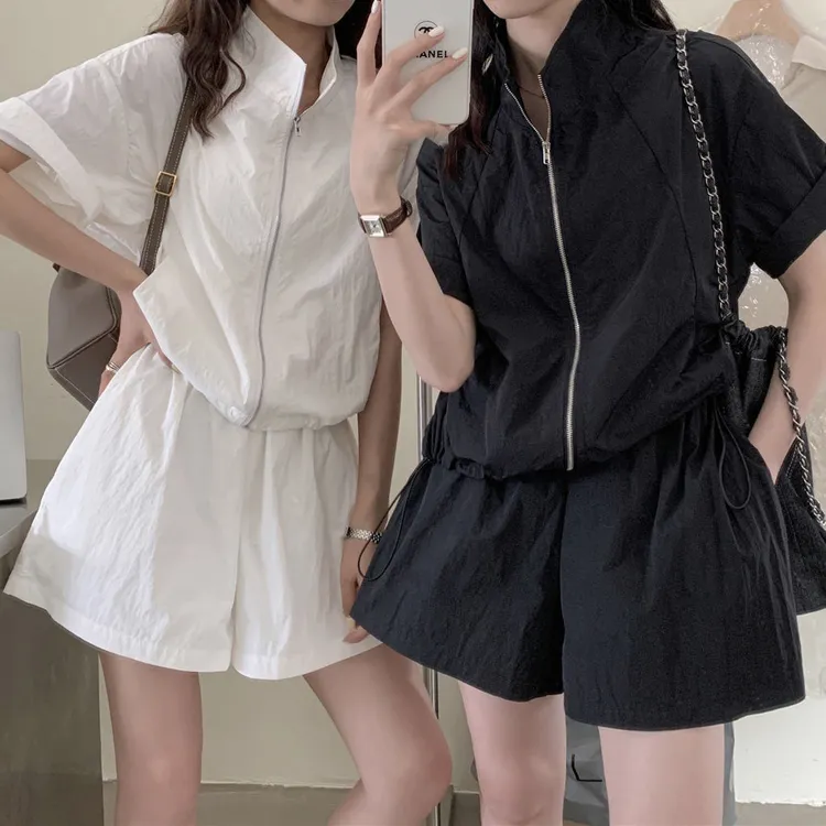 休闲套装阔腿设计感减龄短裤休闲显瘦韩版高腰财阀千金女装洋气