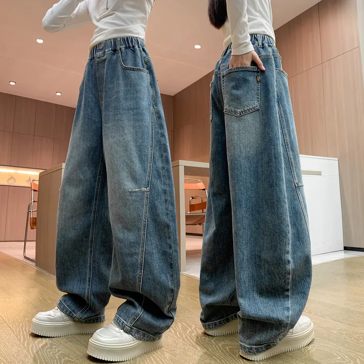 女童秋季直筒牛仔裤2025新款儿童宽松裤子女孩春秋韩版洋气长裤潮