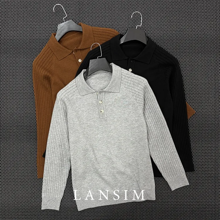 LANSIM·秋冬男士商务翻领套头针织衫通勤绅士休闲百搭毛衣羊毛衫