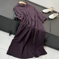 复古简约polo领连衣裙女夏季设计感气质宽松显瘦休闲裙24780