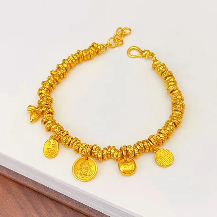 CoCo韦雪同款百搭黄财神盘缠手链 不掉色洗澡可戴K0403
