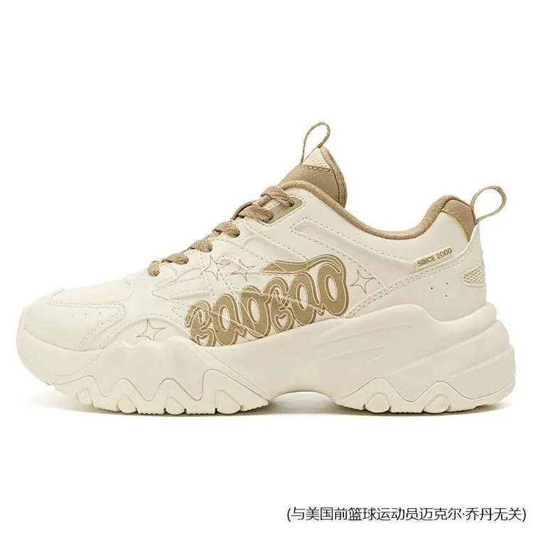 【豹豹鞋】乔丹女休闲鞋2025复古老爹增高皮面运动鞋QDL042253420G