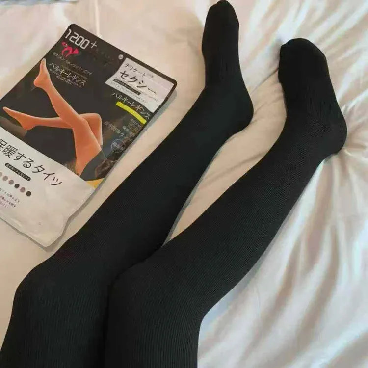 秋冬打底裤加绒加厚竖条纹显瘦保暖百搭外穿格雷系纯色