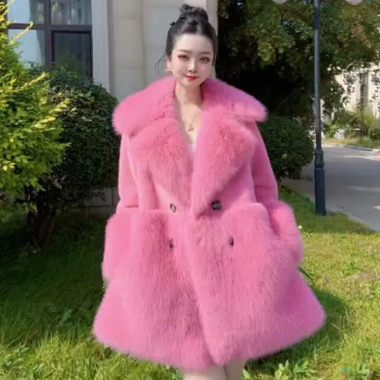 人造皮草 冬季新款气质加厚皮草毛毛时尚保暖轻奢洋气外套环保皮