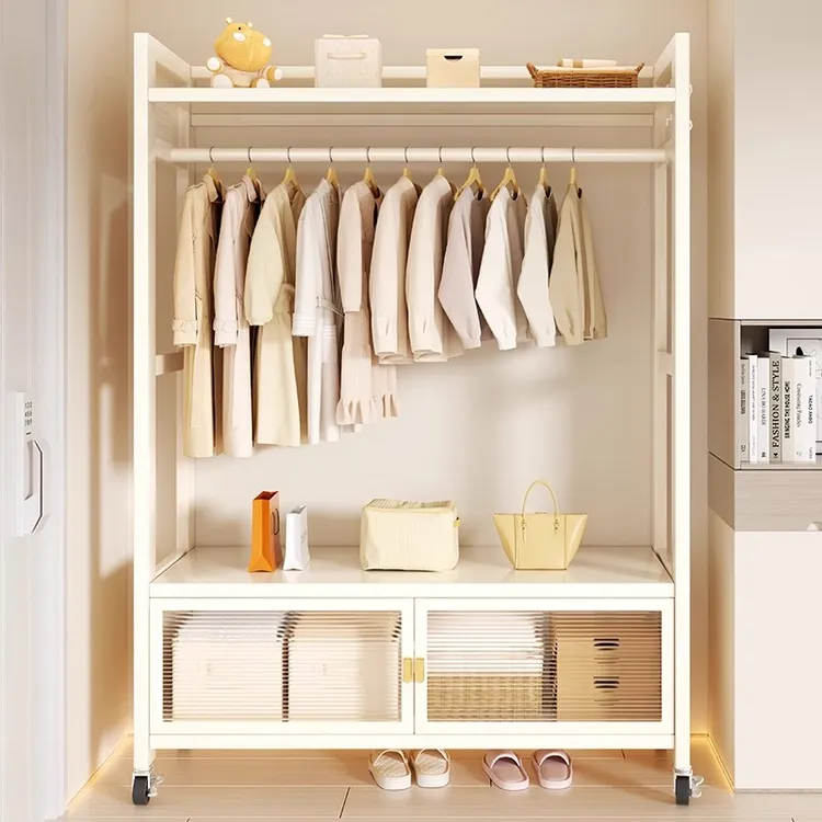 卧室衣帽架落地角钢衣架防尘可移动货架式衣柜经济型开放式衣架