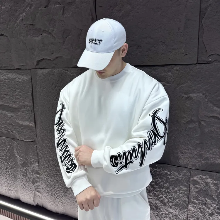 BXLT｜加绒卫衣超大刺绣logo冬季保暖圆领套头运动休闲宽松长袖
