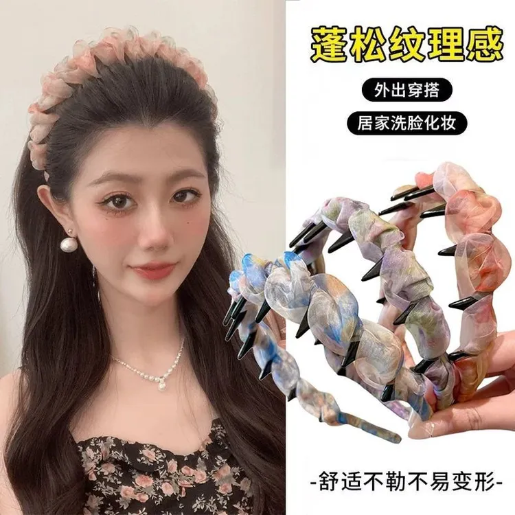 气质温柔高颅顶波浪发箍女款洗脸专用带齿防滑发卡高级感头箍发捆