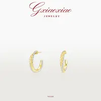 G XIAOXIAO 镀K金 法式气质小众高级百搭拼色C形耳环 NH280