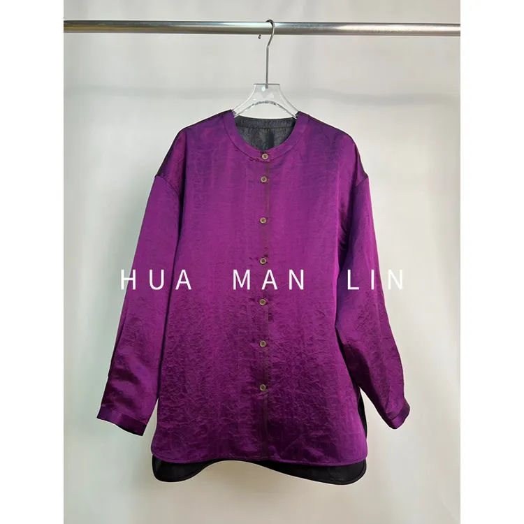 【花滿林】圆领35MM小重缎香云纱真丝桑蚕丝上衣258182