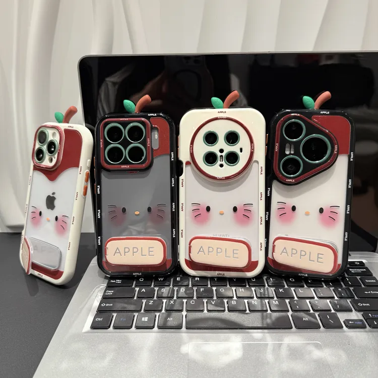 卡通苹果叶子支架适用苹果/华为/荣耀/OPPO/VIVO/小米手机壳防摔