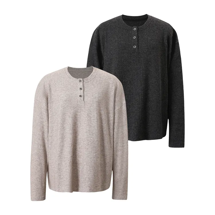 AERIANSEPT老钱风花纱肌理提花亨利领长袖针织打底衫麦穗扣亨利衫