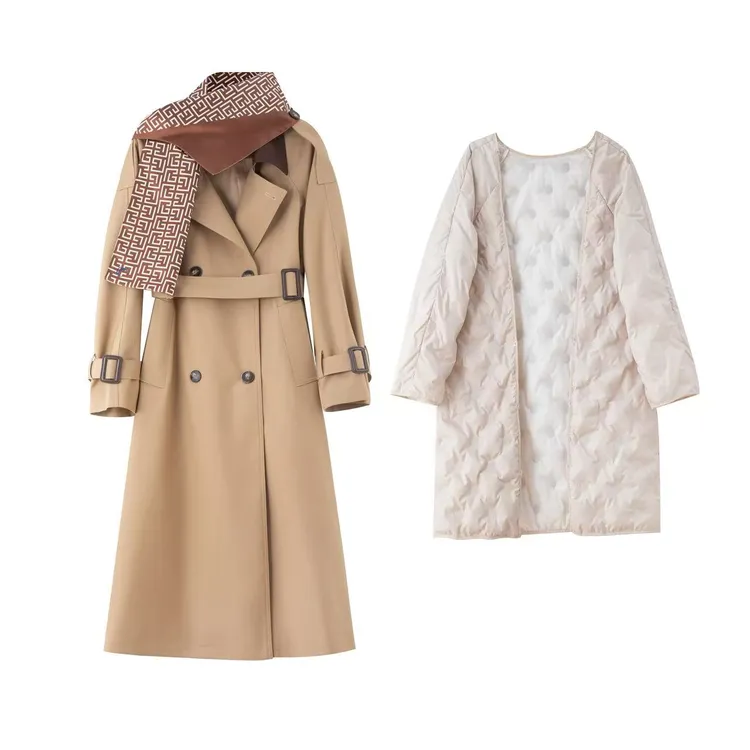 2025新款英伦风衣内里加羽绒可拆卸内胆时尚气质百搭羽绒风衣06