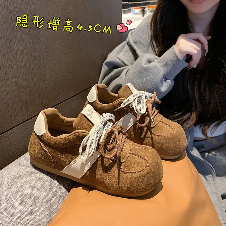 内增高丑萌厚底德训鞋女学院风泡芙板鞋秋季复古韩版学生运动鞋子