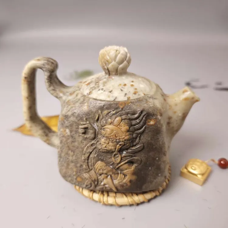 7亿年冰碛岩整石手工雕刻岩石壶创意精美茶壶