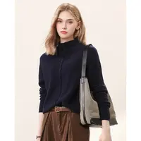 山羊绒小众设计感纯色保暖毛衣外套女式羊毛针织开衫543255005