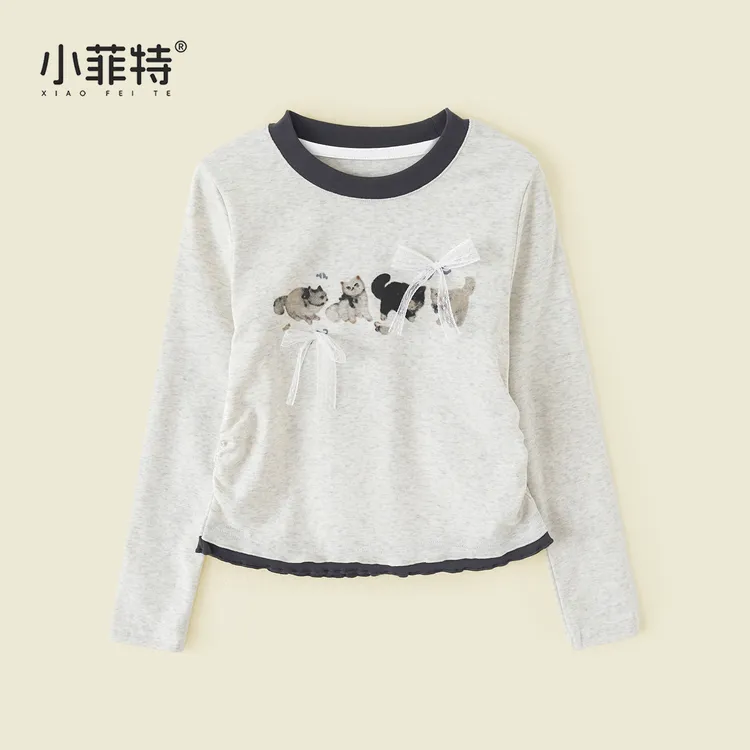 小菲特女童秋装新款长袖T恤中大童休闲上衣儿童打底衫YNYQ53256 