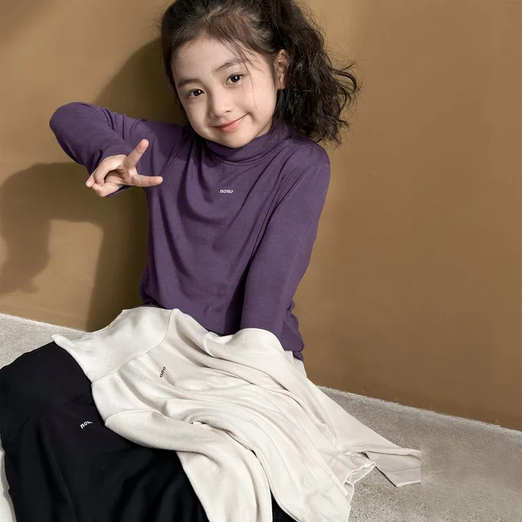 女童打底衫秋装2025新款秋冬儿童百搭长袖德绒t恤半高领打底衫潮