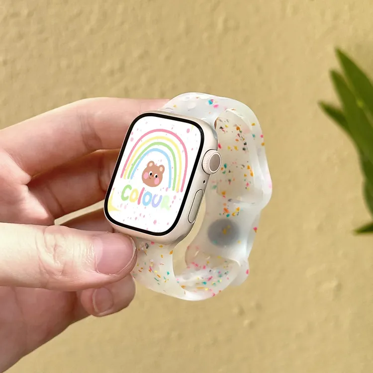 适用applewatch彩点洞洞硅胶表带苹果iWatchS10/9/8/7/6/5/se新款