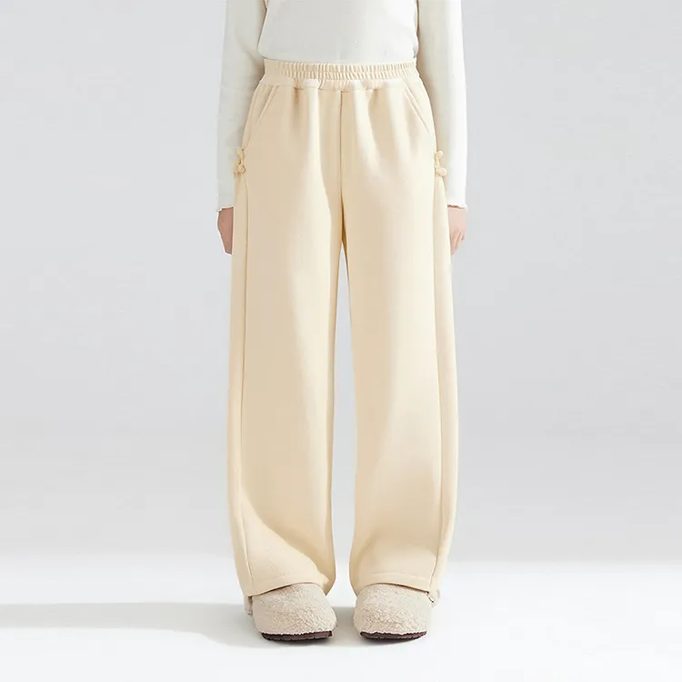 笛莎官方童装女童秋冬新款运动时尚直筒儿童中大童保暖加绒阔腿裤