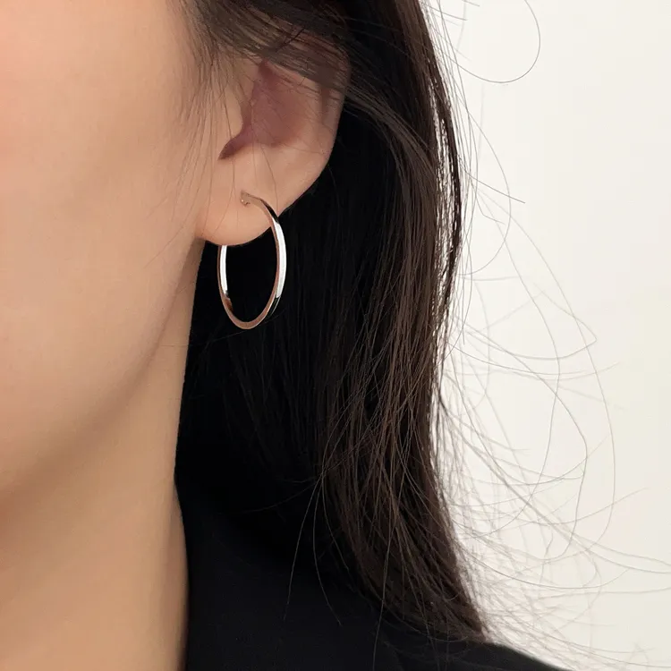 INSBOZHU正品s925纯银圆圈耳饰夸张大耳环女小众轻奢新款设计冷淡
