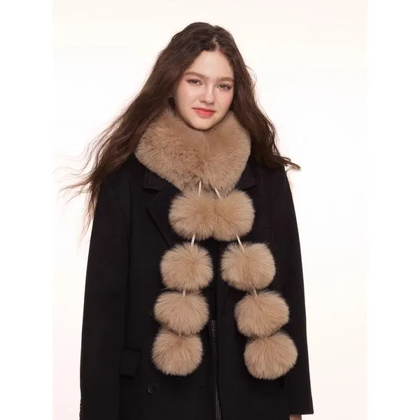雅鹿【万达撤柜】韩版狐狸毛围巾女冬季保暖气质百搭仿皮草护颈毛领