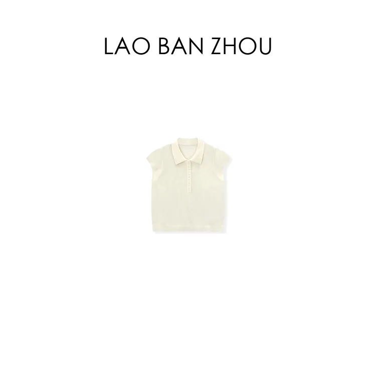 【老板周】法式慵懒 早春气质复古polo领百搭针织上衣